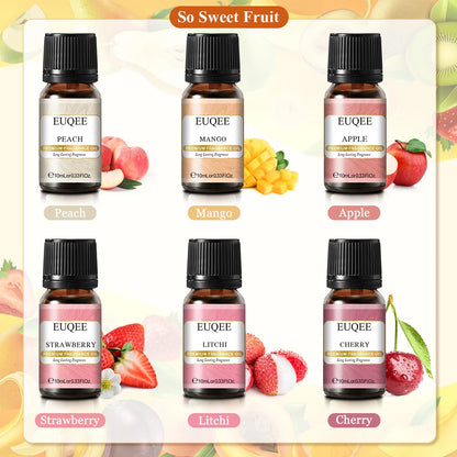 EUQEE 6pcs Fragrance Oil Set for Diffuser – Coffee, Pumpkin Pie, Pine, & More