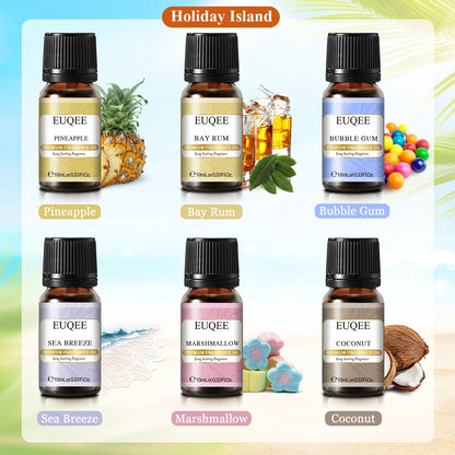 EUQEE 6pcs Fragrance Oil Set for Diffuser – Coffee, Pumpkin Pie, Pine, & More