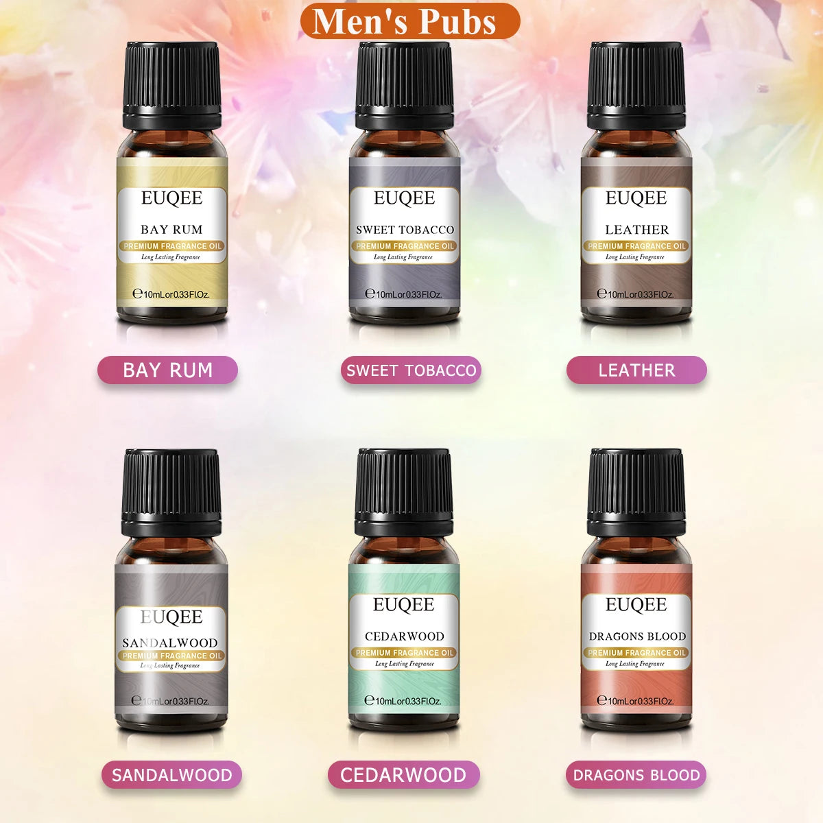 EUQEE 6pcs Fragrance Oil Set for Diffuser – Coffee, Pumpkin Pie, Pine, & More